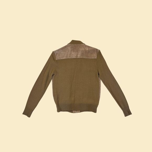 1970s XL leather jacket by Northgate, vintage knit & leather zip up mens jacket - Picture 8 of 9